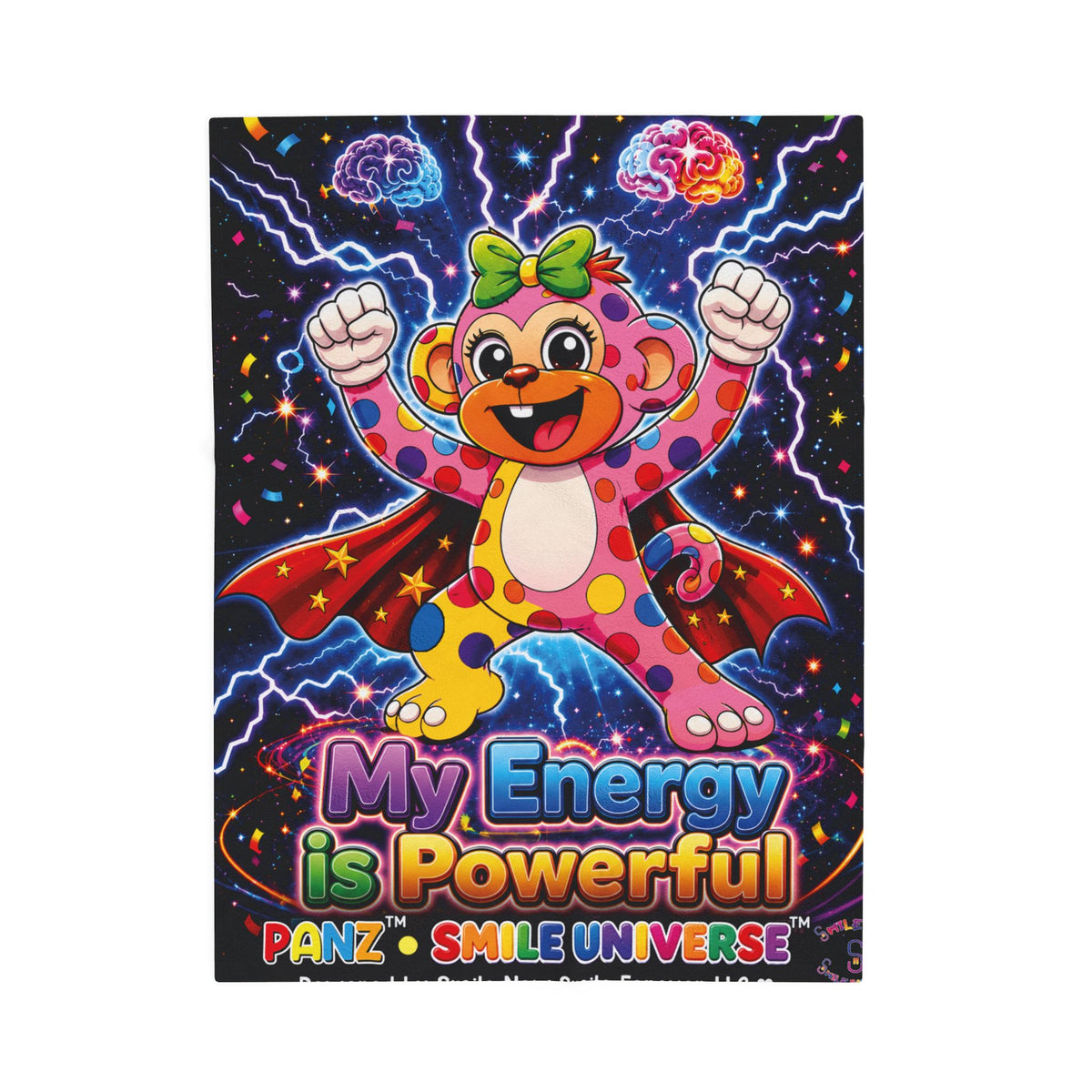 Panz™ Velveteen Plush Blanket – "My Energy is Powerful" Graphic Throw | Smile Universe Collection