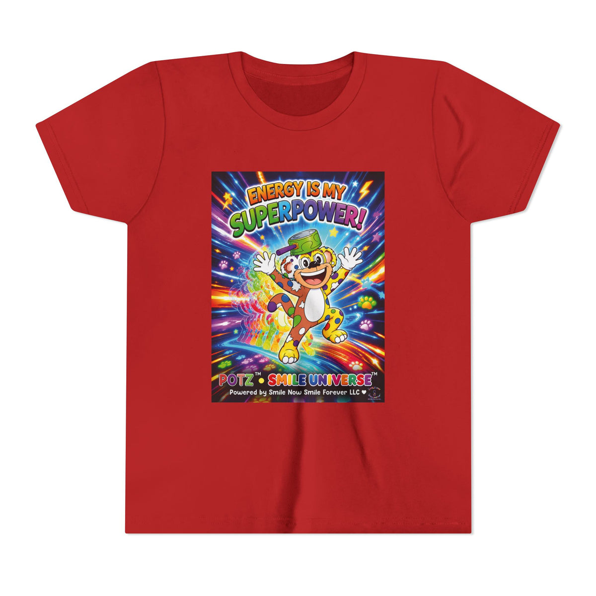 Potz™ Youth Short Sleeve Tee – "Energy is My Superpower!" Graphic Tee | Smile Universe Collection