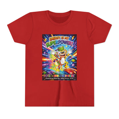 Potz™ Youth Short Sleeve Tee – "Energy is My Superpower!" Graphic Tee | Smile Universe Collection