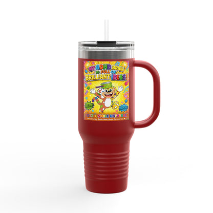 Potz™ Insulated Travel Mug 40oz – "My ADHD Brain is Full of Brilliant Ideas!" Graphic Tumbler | Smile Universe Collection