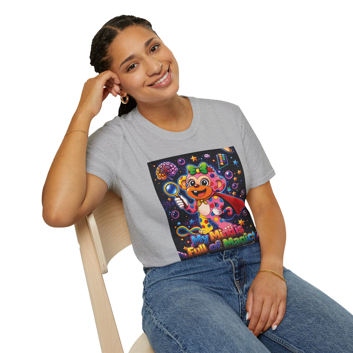 Panz™ Unisex Softstyle T-Shirt – "My Mind is Full of Magic" Graphic | Smile Universe Collection