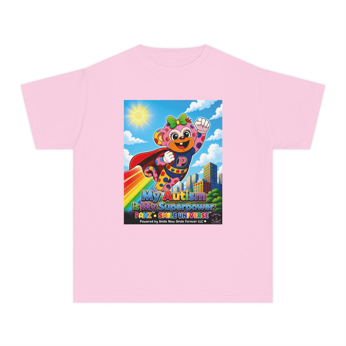 Panz™ Youth Midweight Tee – "My Autism is My Superpower" Graphic | Smile Universe Collection