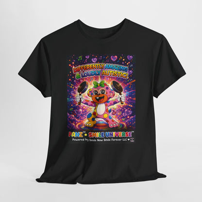 Panz™ Unisex Heavy Cotton™ Tee – "Differently Amazing & Loudly Autistic!" Graphic | Smile Universe Collection