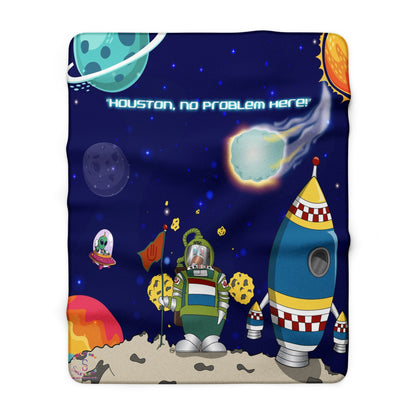 TuBz™ Sherpa Fleece Blanket – "Houston, No Problem Here!" Graphic | Smile Universe Collection