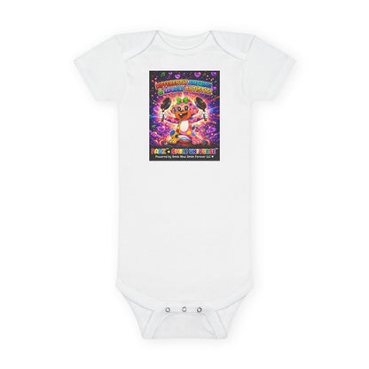 Panz™ Baby Short Sleeve Onesie® – "Differently Amazing & Loudly Autistic!" Graphic | Smile Universe Collection