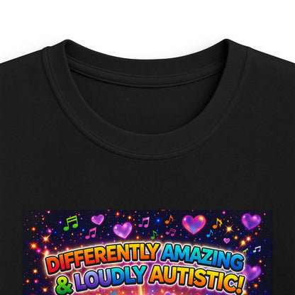 Panz™ Kids Softstyle Tee – "Differently Amazing & Loudly Autistic!" Graphic | Smile Universe Collection