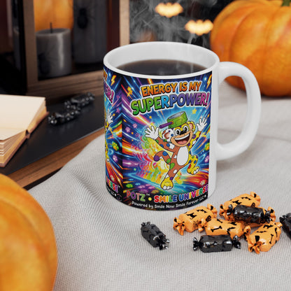 Potz™ Ceramic Mug – "Energy is My Superpower!" Graphic Coffee Mug | Smile Universe Collection