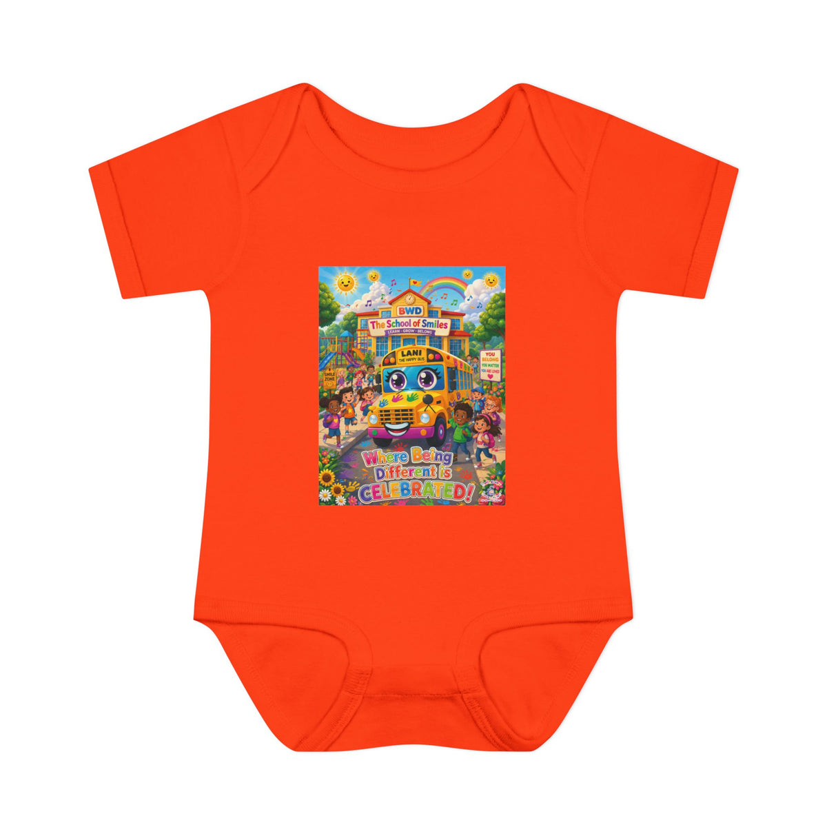 Lani™ Infant Baby Rib Bodysuit – "Where Being Different is CELEBRATED!" Graphic