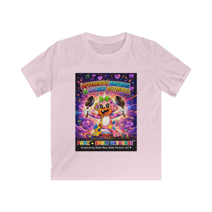 Panz™ Kids Softstyle Tee – "Differently Amazing & Loudly Autistic!" Graphic | Smile Universe Collection