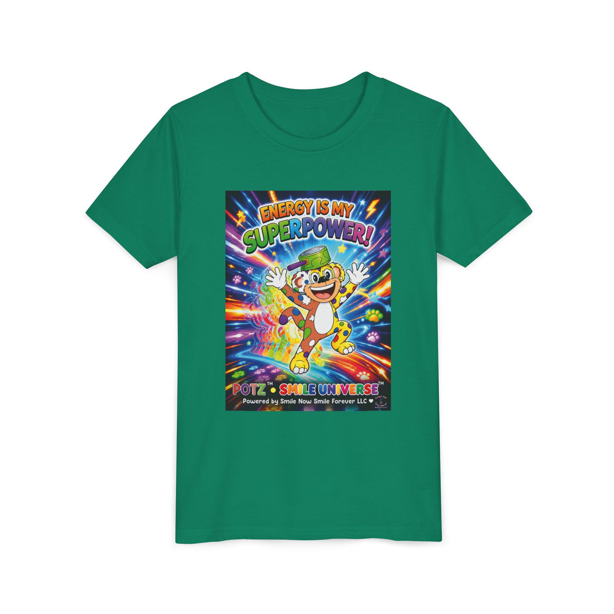 Potz™ Youth Short Sleeve Tee – "Energy is My Superpower!" Graphic Tee | Smile Universe Collection