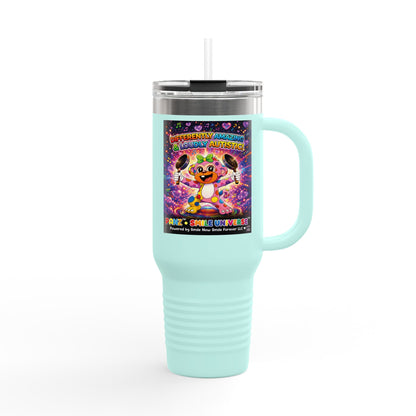 Panz™ 40oz Insulated Travel Mug – "Differently Amazing & Loudly Autistic!" Graphic | Smile Universe Collection