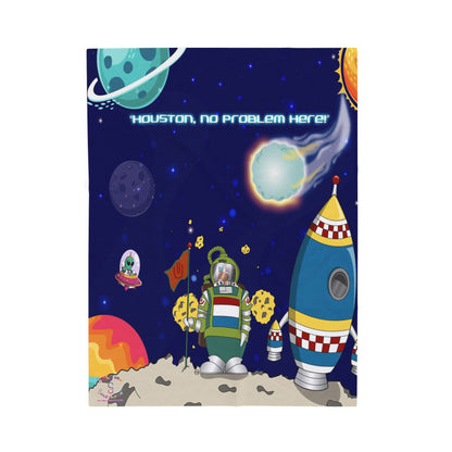 TuBz™ Velveteen Plush Blanket – "Houston, No Problem Here!" Graphic | Smile Universe Collection