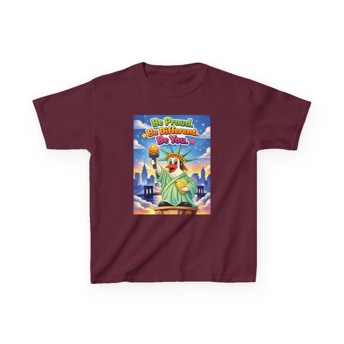 TuBz™M "Be Proud. Be Different. Be You." Kids T-Shirt - Inspirational Graphic Tee