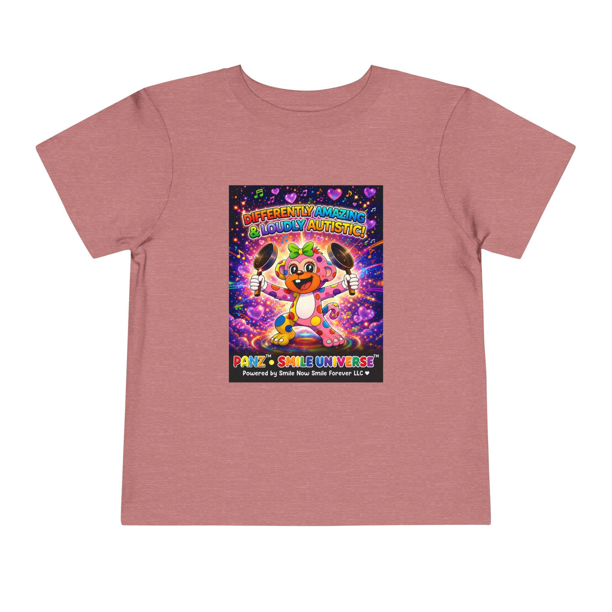 Panz™ Toddler Short Sleeve Tee – "Differently Amazing & Loudly Autistic!" Graphic | Smile Universe Collection