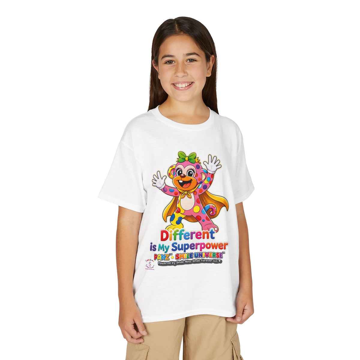 Panz™ Youth DryBlend® T-Shirt – "Different is My Superpower" Graphic | Smile Universe Collection