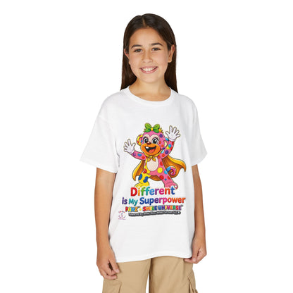 Panz™ Youth DryBlend® T-Shirt – "Different is My Superpower" Graphic | Smile Universe Collection