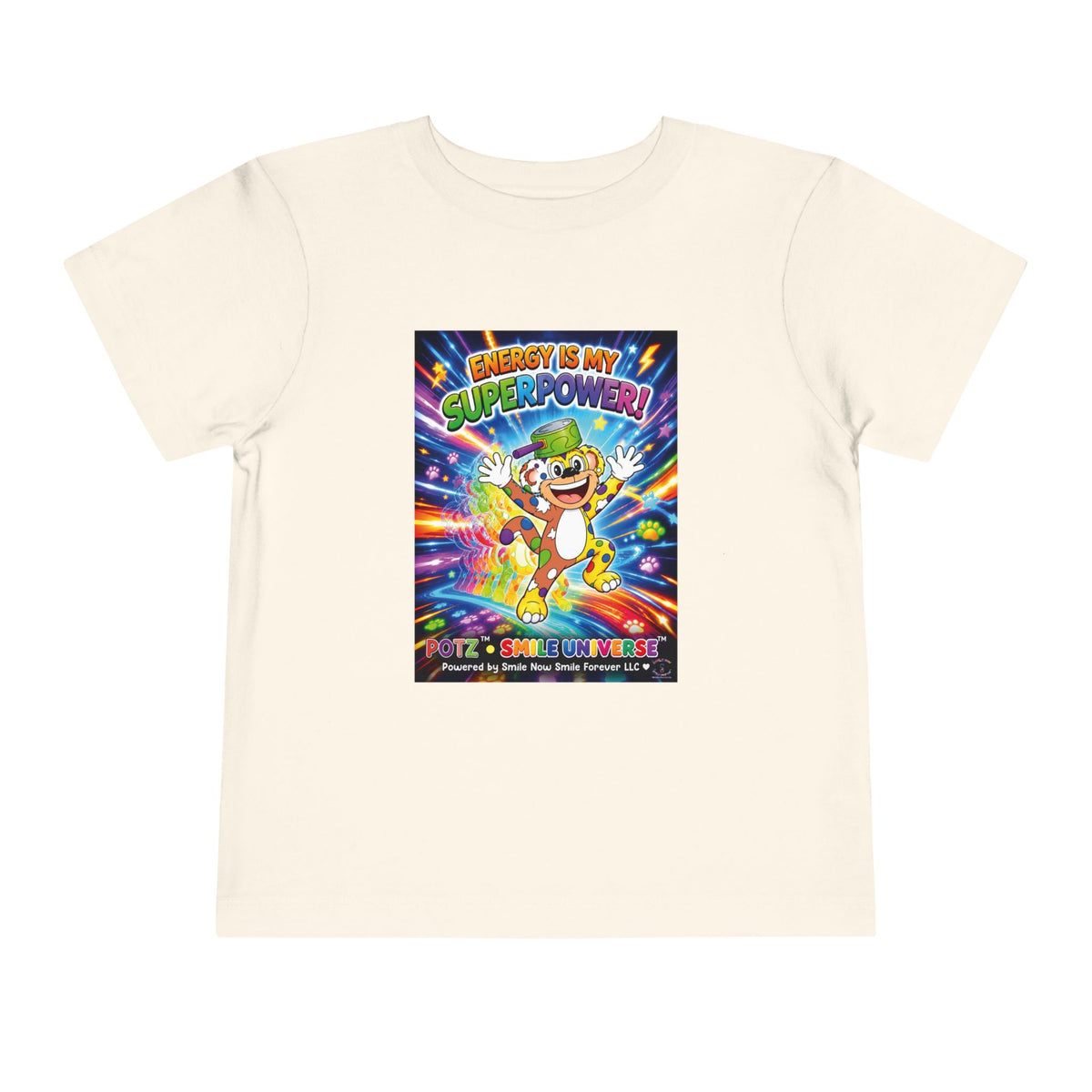 Potz™ Toddler Short Sleeve Tee – "Energy is My Superpower!" Graphic Tee | Smile Universe Collection