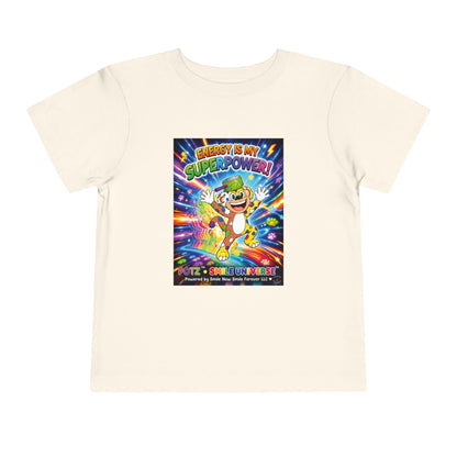 Potz™ Toddler Short Sleeve Tee – "Energy is My Superpower!" Graphic Tee | Smile Universe Collection