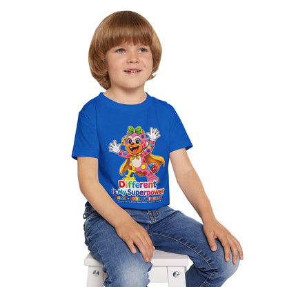 Panz™ Heavy Cotton™ Toddler T-Shirt – "Different is My Superpower" Graphic | Smile Universe Collection