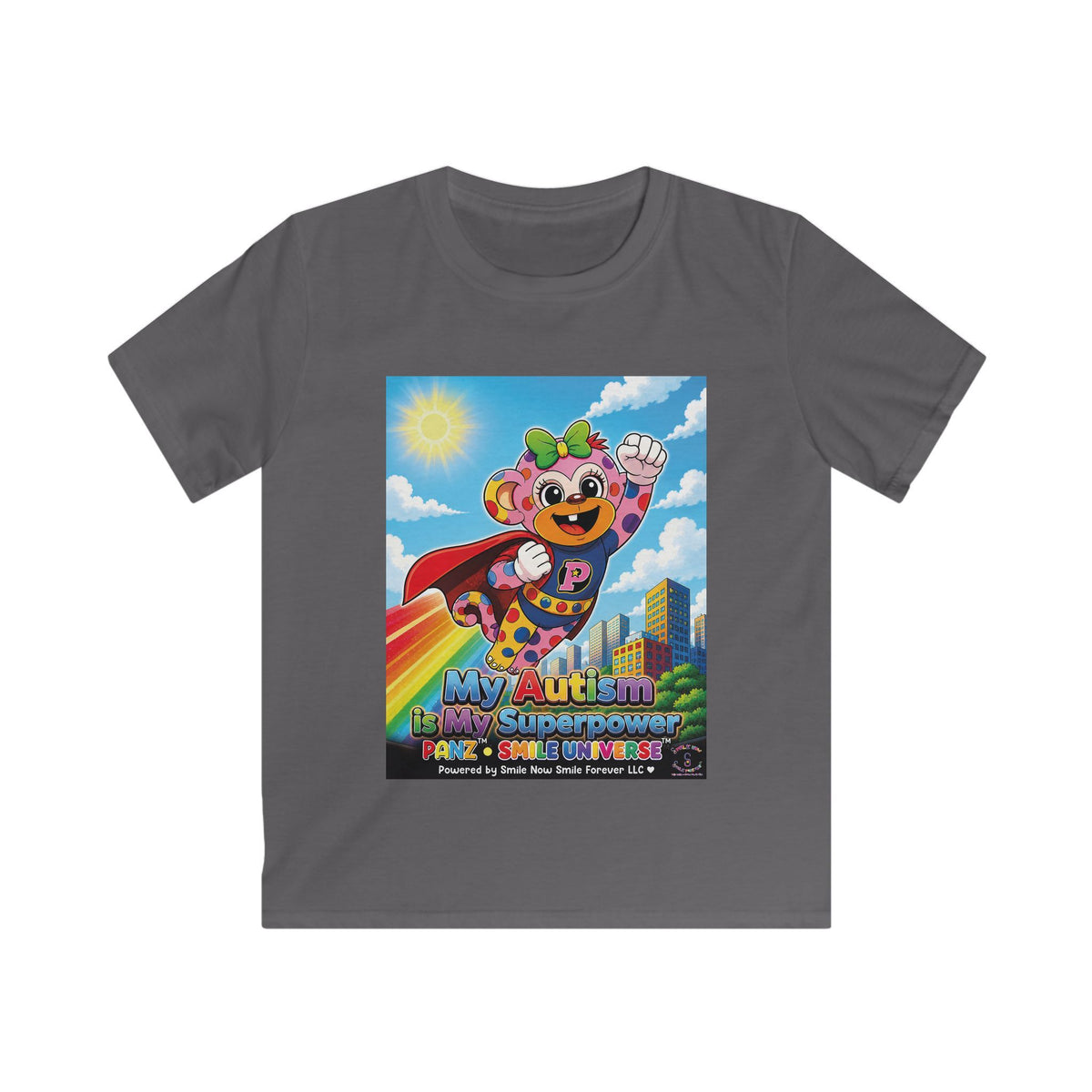 Panz™ Kids Softstyle Tee – "My Autism is My Superpower" Graphic | Smile Universe Collection