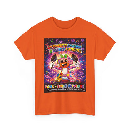 Panz™ Unisex Heavy Cotton™ Tee – "Differently Amazing & Loudly Autistic!" Graphic | Smile Universe Collection