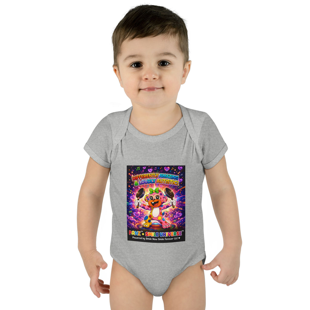 Panz™ Infant Baby Rib Bodysuit – "Differently Amazing & Loudly Autistic!" Graphic | Smile Universe Collection