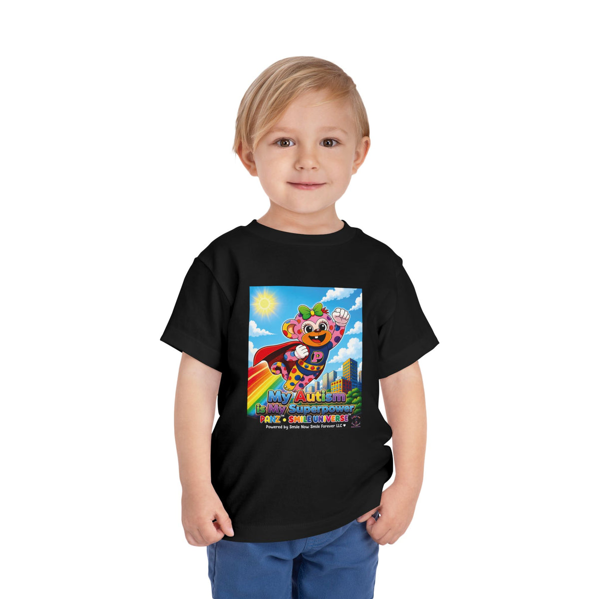 Panz™ Toddler Short Sleeve Tee – "My Autism is My Superpower" Graphic | Smile Universe Collection