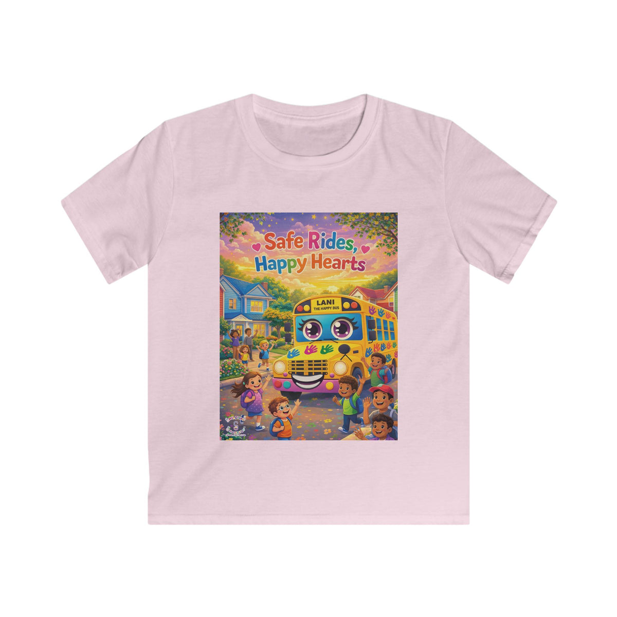 Lani™ Kids Softstyle Tee – "Safe Rides, Happy Hearts" Graphic