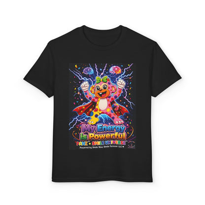 Panz™ Youth DryBlend® T-Shirt – "My Energy is Powerful" Graphic Tee | Smile Universe Collection