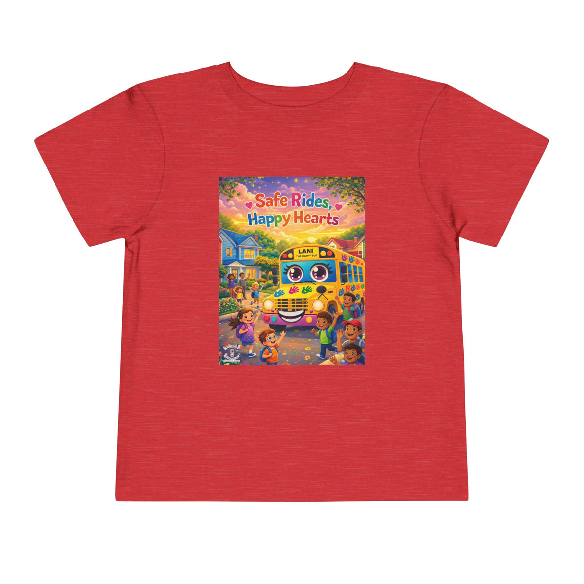 Lani™ Toddler Short Sleeve Tee – "Safe Rides, Happy Hearts" Graphic