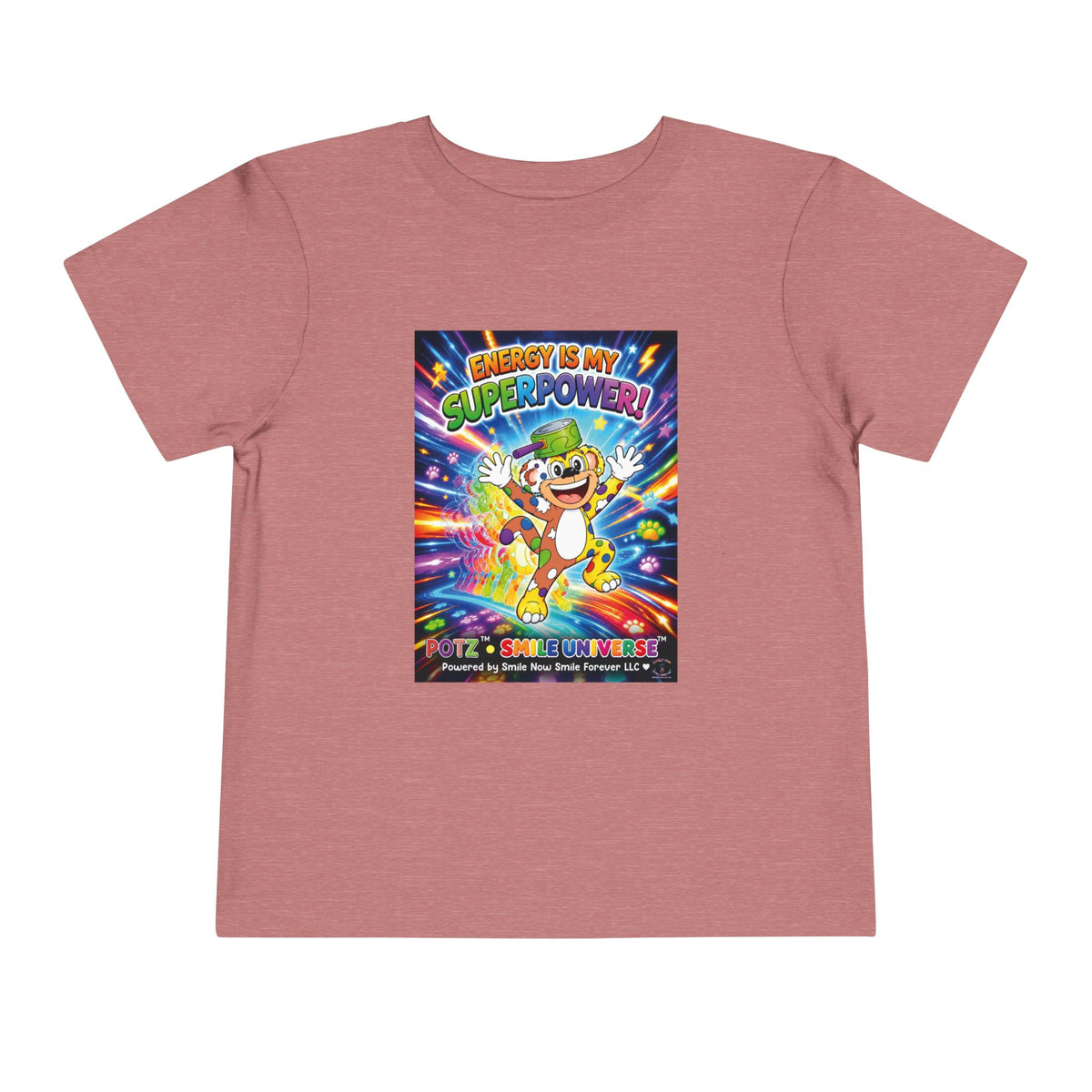Potz™ Toddler Short Sleeve Tee – "Energy is My Superpower!" Graphic Tee | Smile Universe Collection