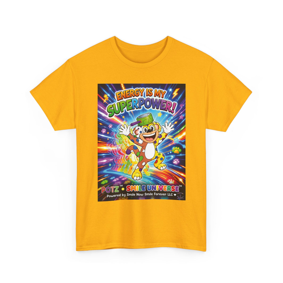 Potz™ Unisex Heavy Cotton™ Tee – "Energy is My Superpower!" Graphic Tee | Smile Universe Collection