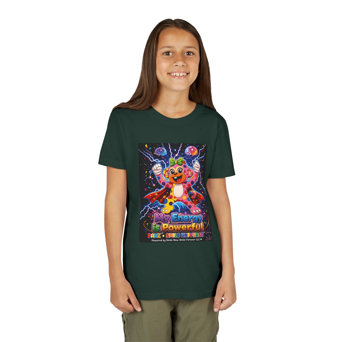 Panz™ Youth Short Sleeve Tee – "My Energy is Powerful" Graphic Tee | Smile Universe Collection