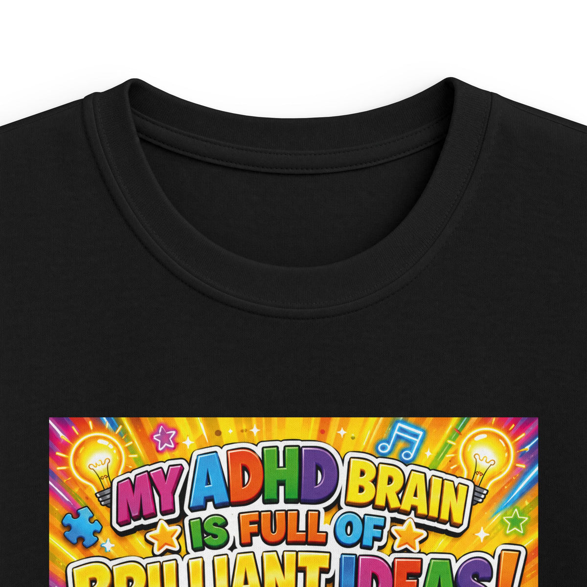 Potz™ Kids Softstyle Tee – "My ADHD Brain is Full of Brilliant Ideas!" Graphic Tee | Smile Universe Collection
