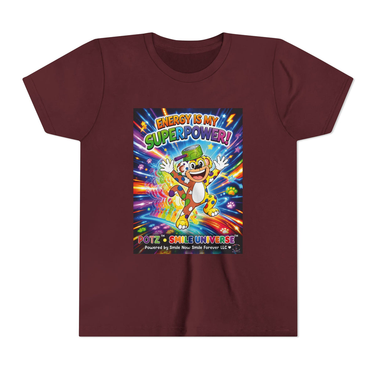 Potz™ Youth Short Sleeve Tee – "Energy is My Superpower!" Graphic Tee | Smile Universe Collection