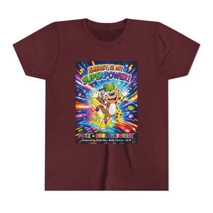 Potz™ Youth Short Sleeve Tee – "Energy is My Superpower!" Graphic Tee | Smile Universe Collection