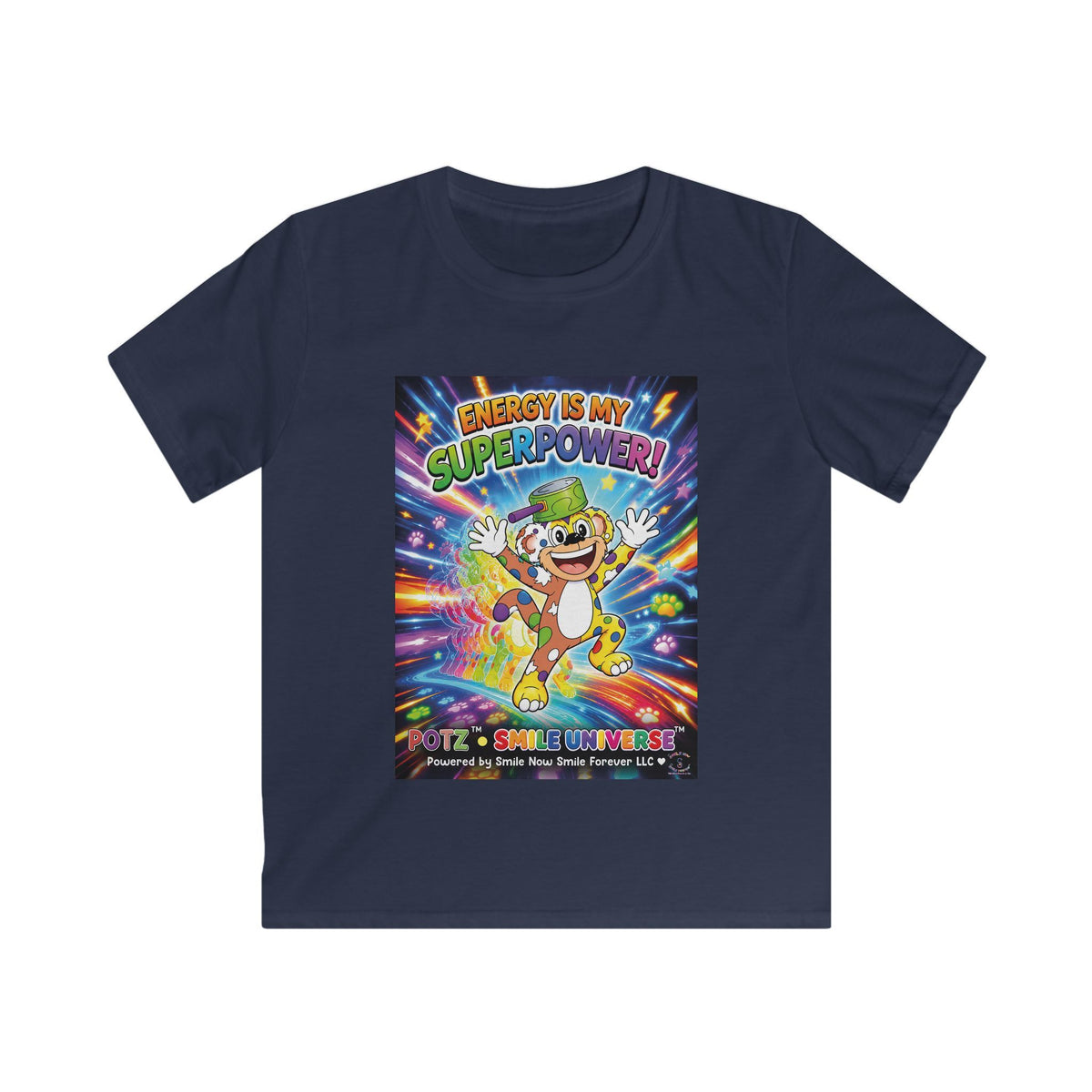 Potz™ Kids Softstyle Tee – "Energy is My Superpower!" Graphic Tee | Smile Universe Collection