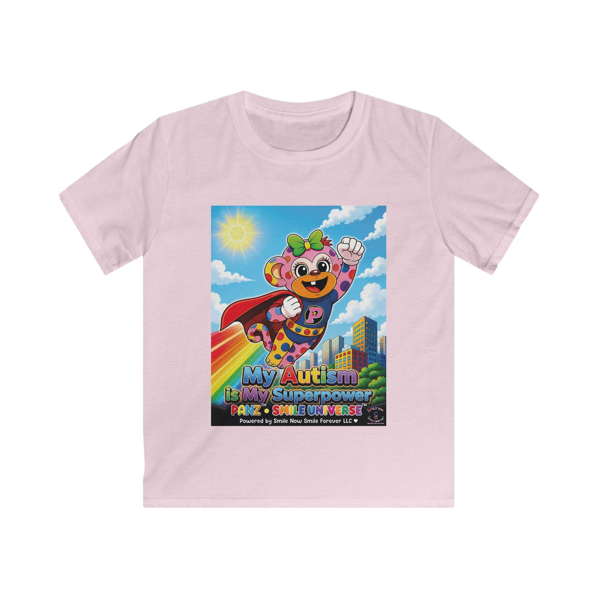 Panz™ Kids Softstyle Tee – "My Autism is My Superpower" Graphic | Smile Universe Collection