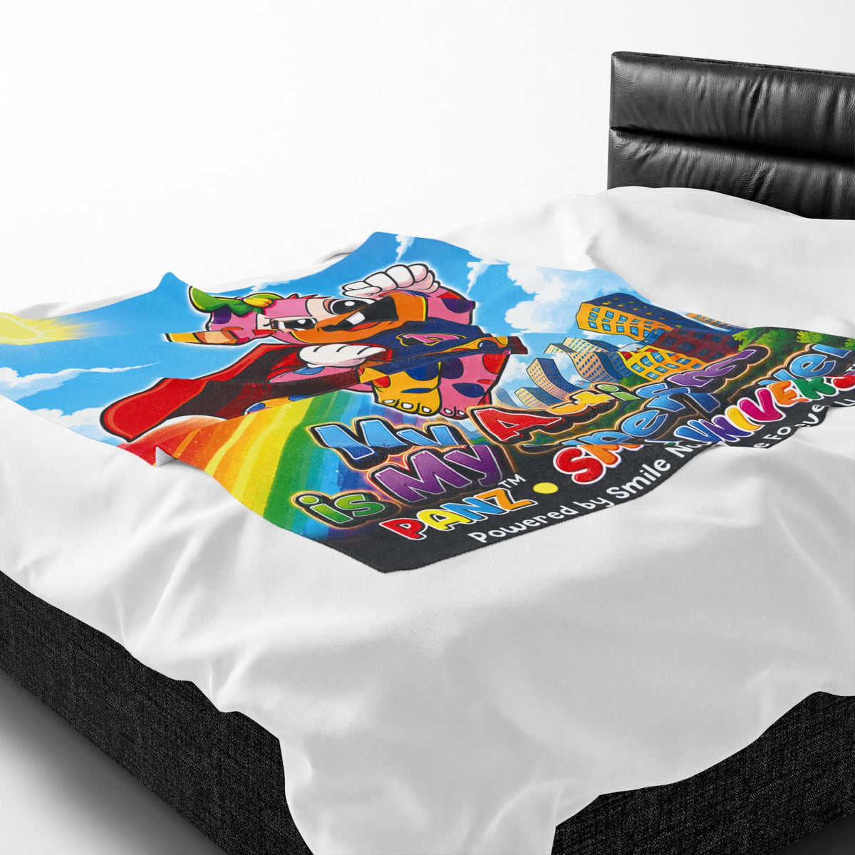 Panz™ Velveteen Plush Blanket – "My Autism is My Superpower" Graphic | Smile Universe Collection