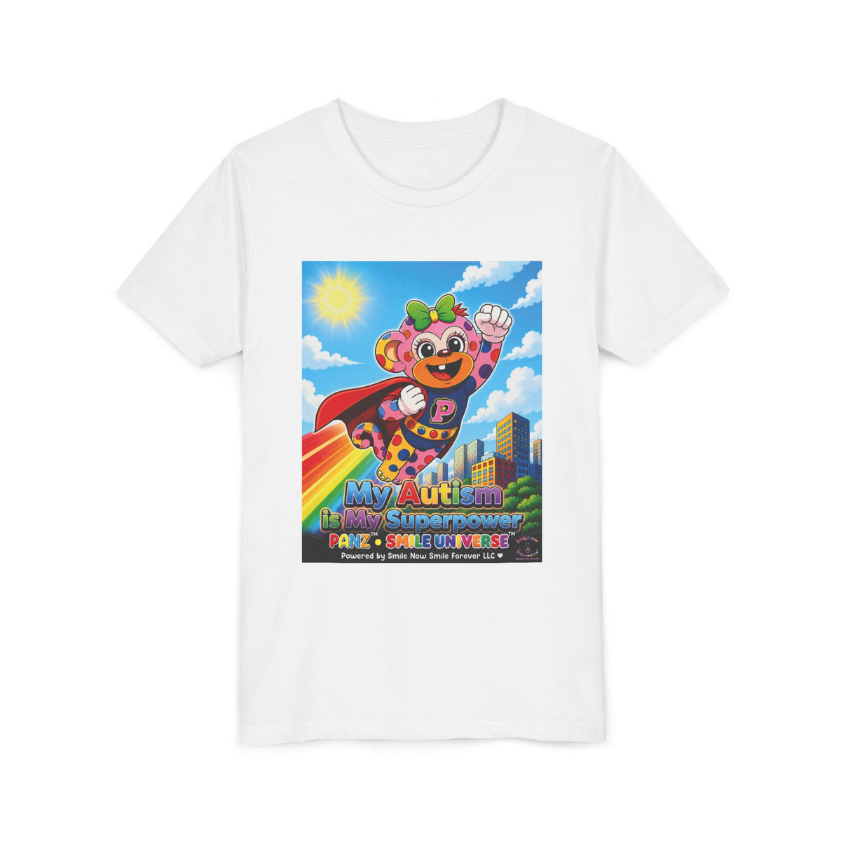 Panz™ Youth Short Sleeve Tee – "My Autism is My Superpower" Graphic | Smile Universe Collection