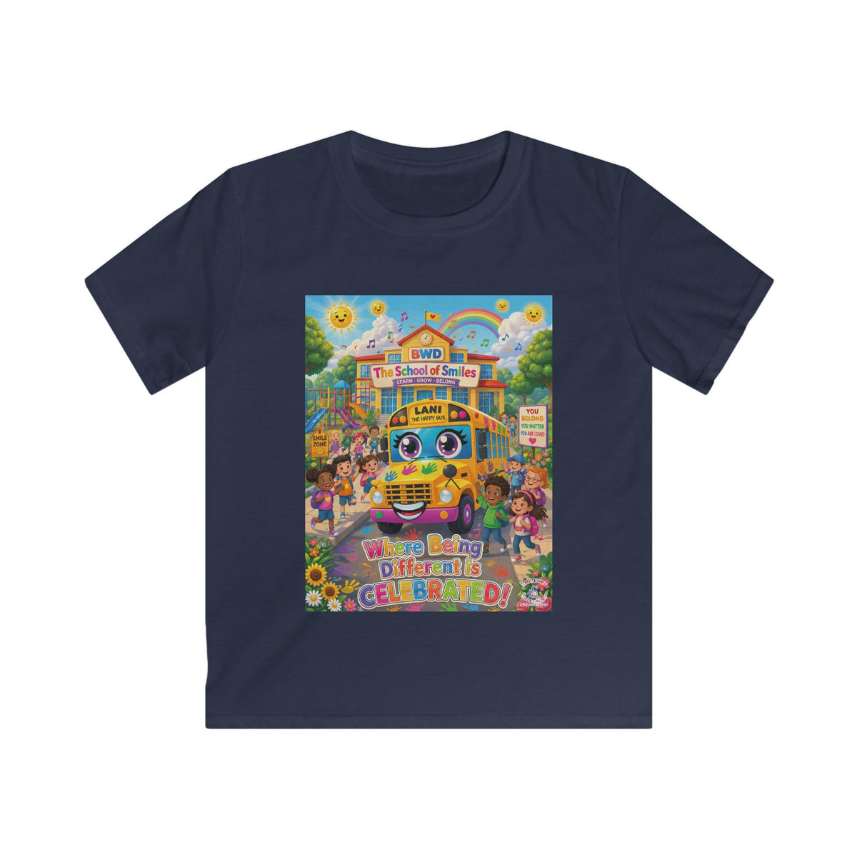 Lani™ Kids Softstyle Tee – "Where Being Different is CELEBRATED!" Graphic Shirt