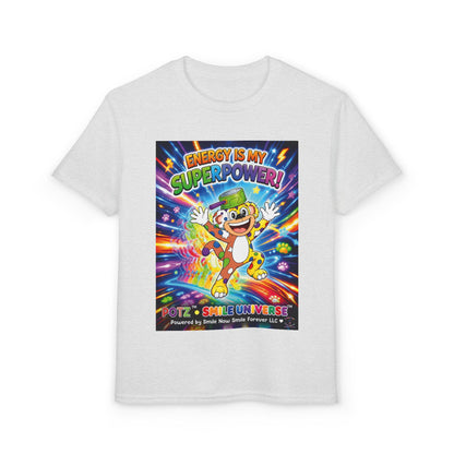 Potz™ Youth DryBlend® T-Shirt – "Energy is My Superpower!" Graphic Tee | Smile Universe Collection