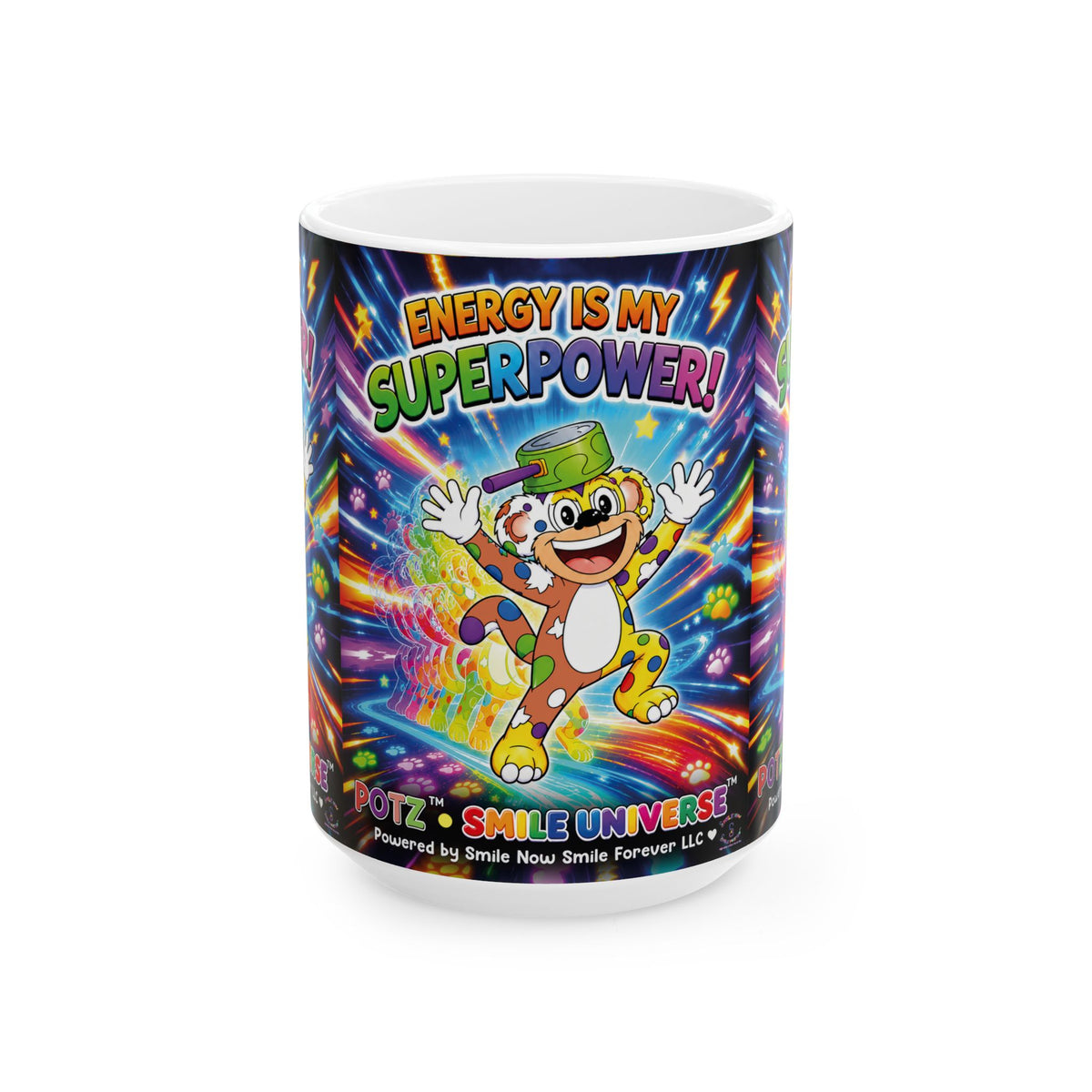 Potz™ Ceramic Mug – "Energy is My Superpower!" Graphic Coffee Mug | Smile Universe Collection
