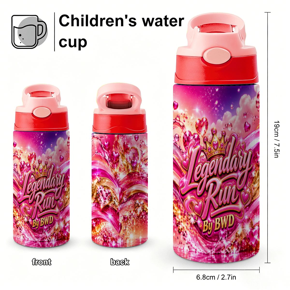 Legendary Run Water Bottle - Pink Heart Edition