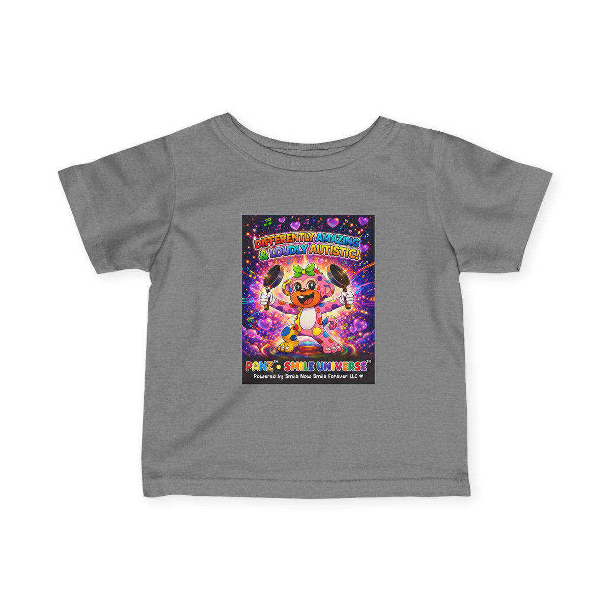 Panz™ Infant Fine Jersey Tee – "Differently Amazing & Loudly Autistic!" Graphic | Smile Universe Collection