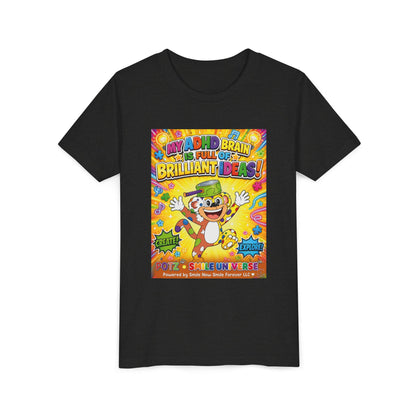 Potz™ Youth Short Sleeve Tee – "My ADHD Brain is Full of Brilliant Ideas!" Graphic Tee | Smile Universe Collection