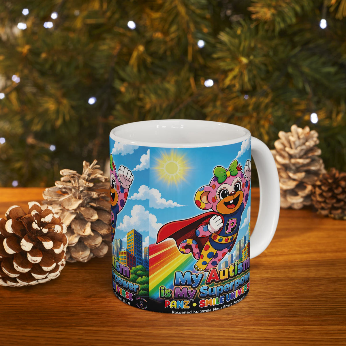 Panz™ Ceramic Mug (11oz & 15oz) – "My Autism is My Superpower" Graphic | Smile Universe Collection