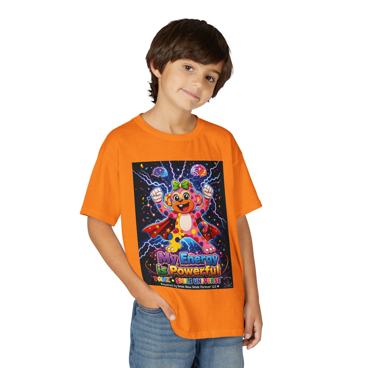 Panz™ Youth DryBlend® T-Shirt – "My Energy is Powerful" Graphic Tee | Smile Universe Collection