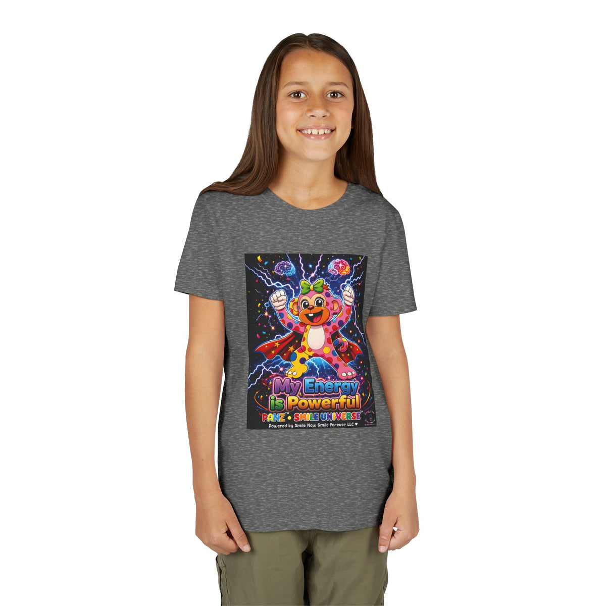 Panz™ Youth Short Sleeve Tee – "My Energy is Powerful" Graphic Tee | Smile Universe Collection
