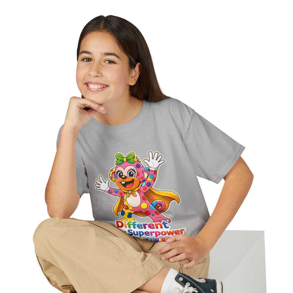 Panz™ Youth DryBlend® T-Shirt – "Different is My Superpower" Graphic | Smile Universe Collection